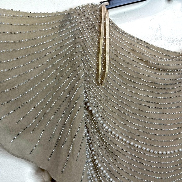 (R3) JKARA vintage Size 14 Full Length Champagne Beaded Formal Dress NWT - Picture 2 of 13